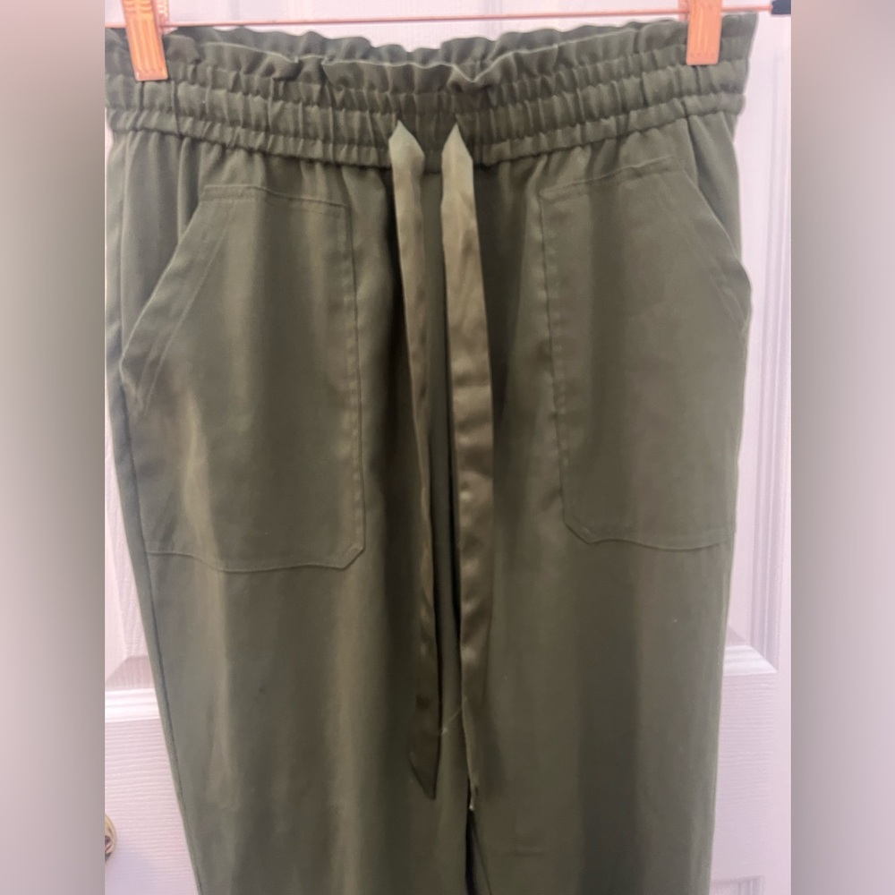 Zara Army Green Drawstring Casual Pants - Picture 4 of 10